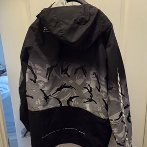 Aape By BATHING Men's Black & White Graphic Raincoat with Hood